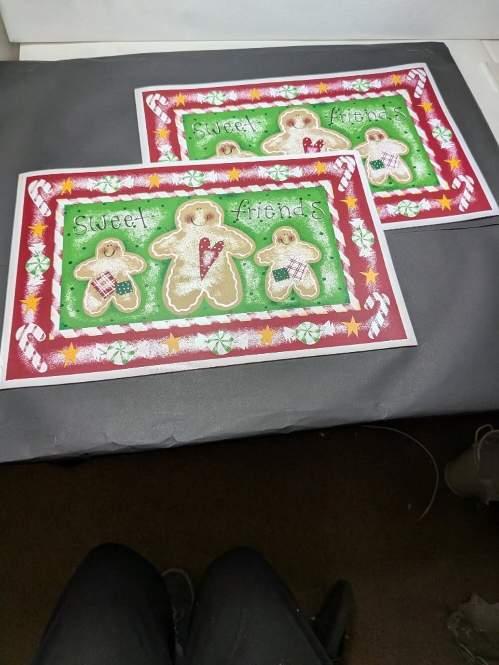 Vintage 1990s Kmart Trim A Home Sweet Friends Gingerbread Vinyl Placemats Set 2
